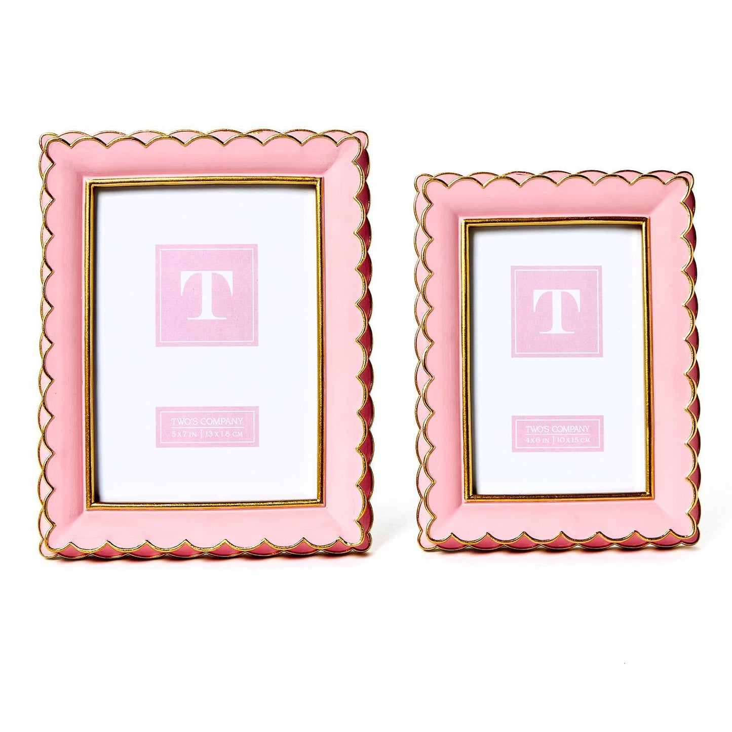 Two's Company Resin Pink & Gold Photo Frame 4x6 (6" W x 1" D x 8" H)