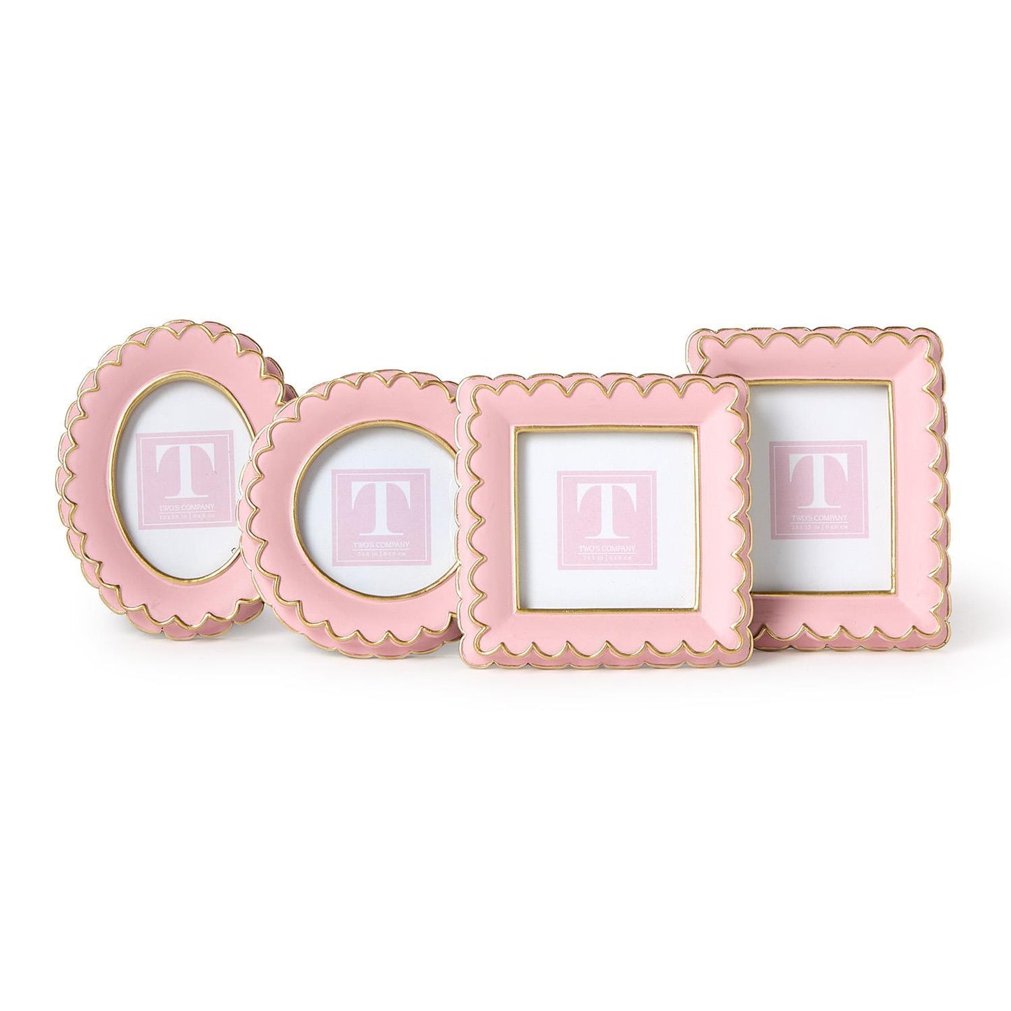 Two's Company Resin Pink & Gold Photo Frame Set of 4 Frames