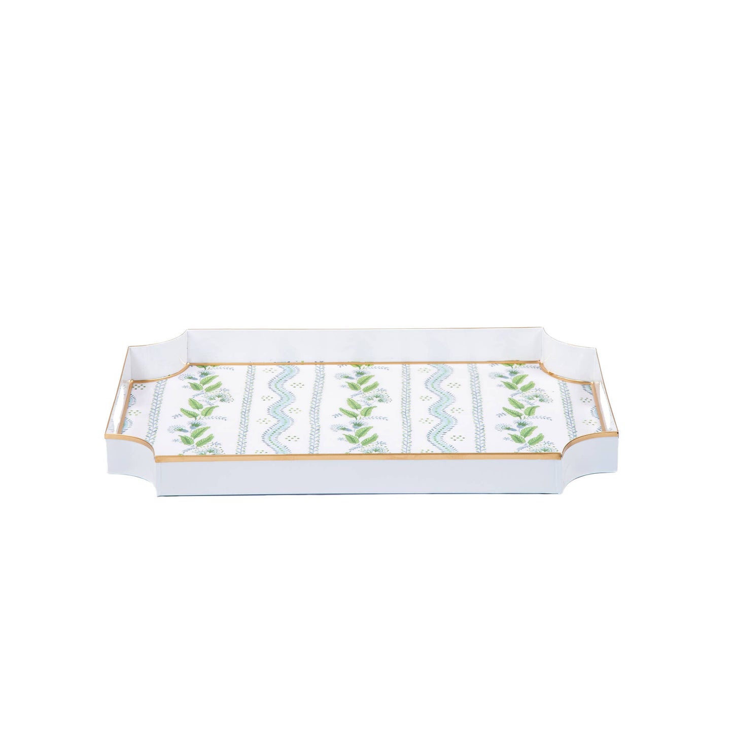 Emma Stripe Enameled Jaye Tray - Blue & Green