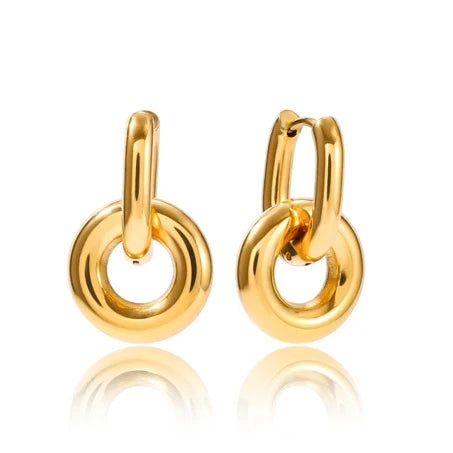 Gracefully Waterproof Circle Charm Dangle Earrings