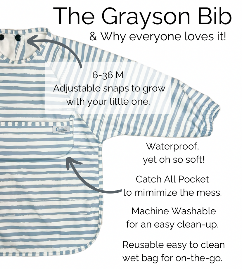 Calla Baby - One Size - 6-36M - The Grayson Long Sleeve Bib - Starry Night Powder Blue