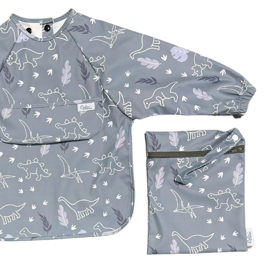 Calla Baby – Grayson Long Sleeve Bib – Dino Green