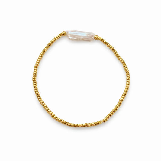 Gracefully Waterproof Freshwater Pearl & Gold Bracelet