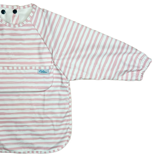 Calla Baby - One Size - 6-36M - The Grayson Long Sleeve Bib - Brush Stripes Petal Pink