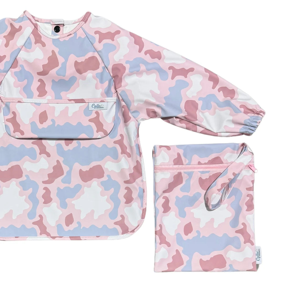 Calla Baby – Grayson Long Sleeve Bib – Camo Petal Pink