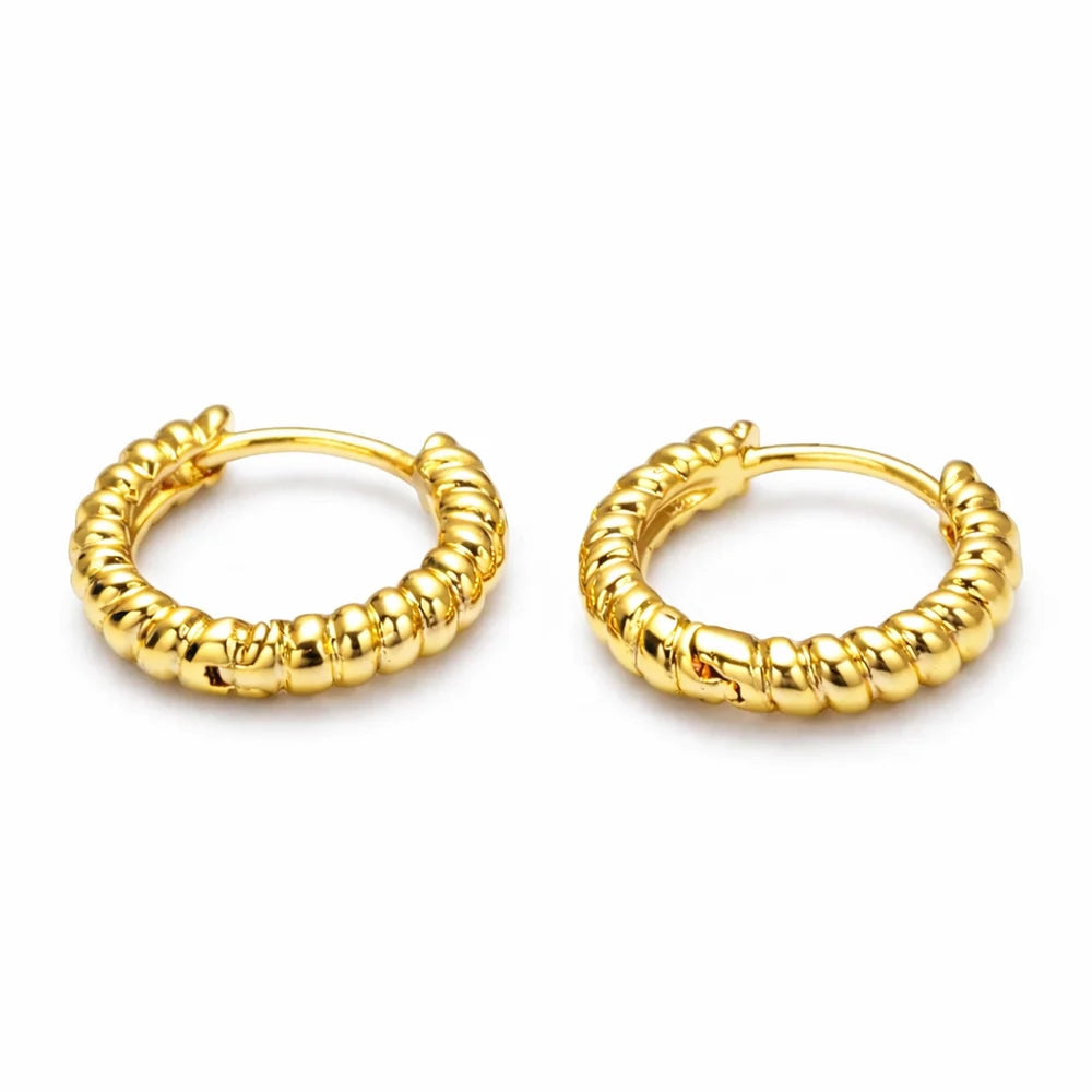 Gracefully Waterproof Gold Twist Huggie Earrings