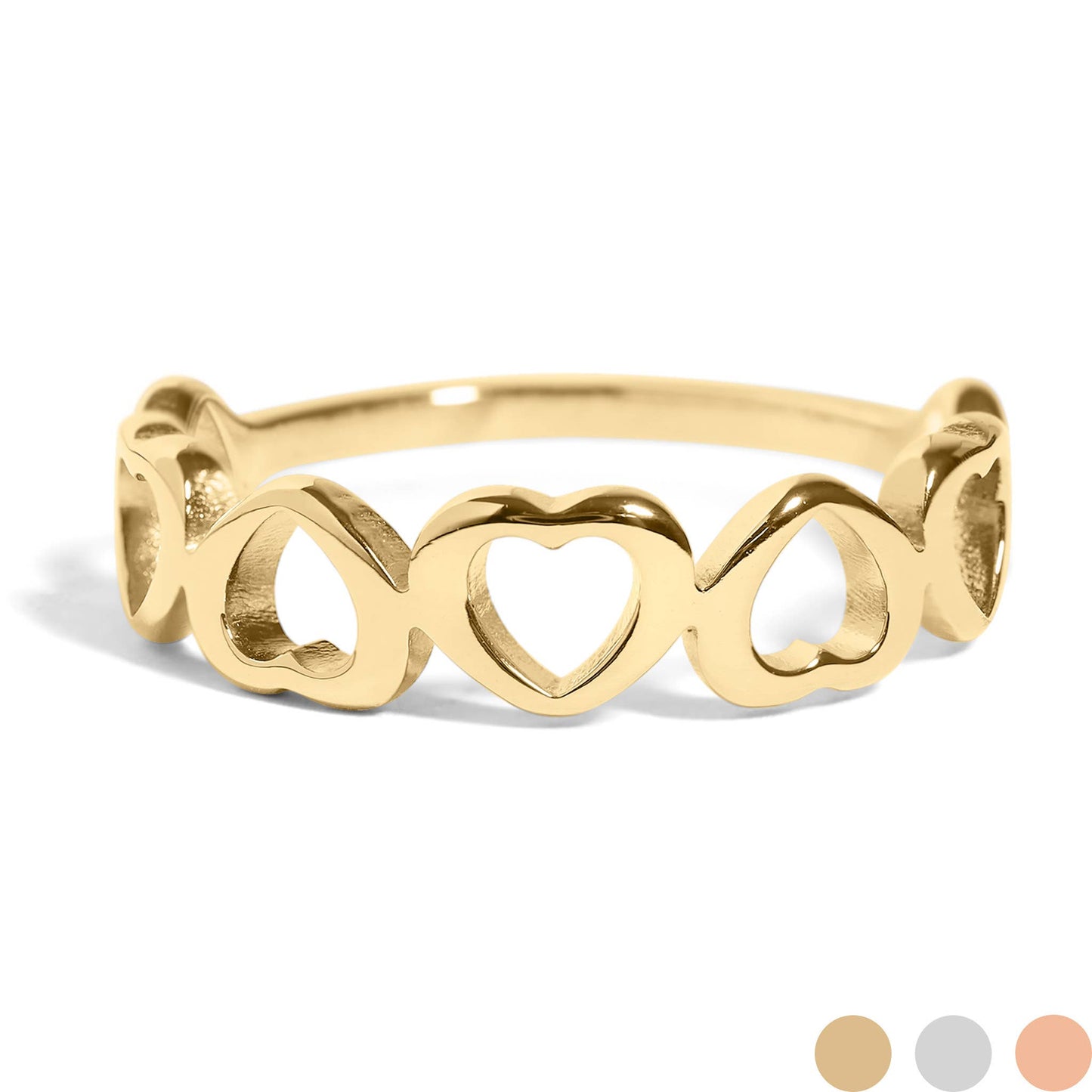 Stainless Steel PVD Coated Alternating Heart Stacking Ring
