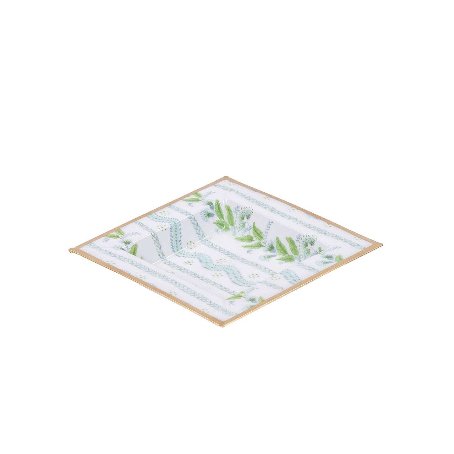 Emma Stripe Enameled Tori Trinket Tray - Blue & Green