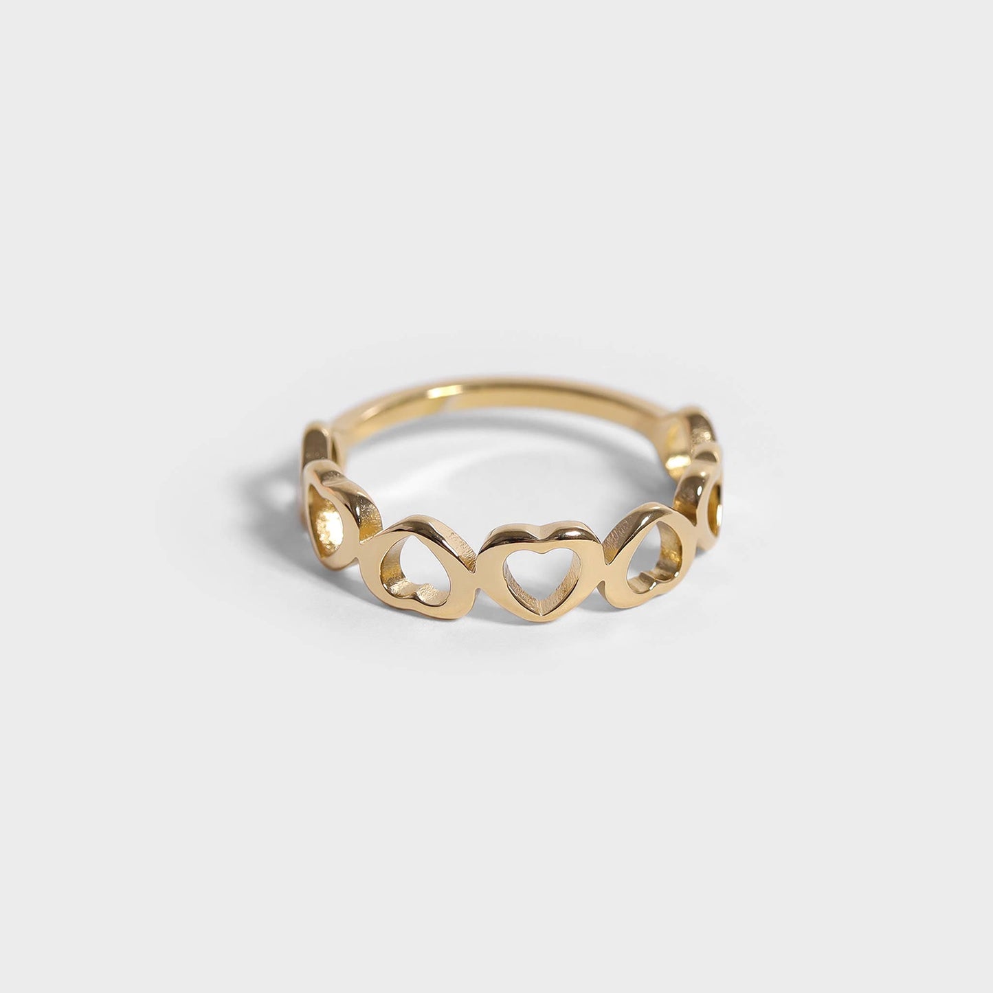 Stainless Steel PVD Coated Alternating Heart Stacking Ring