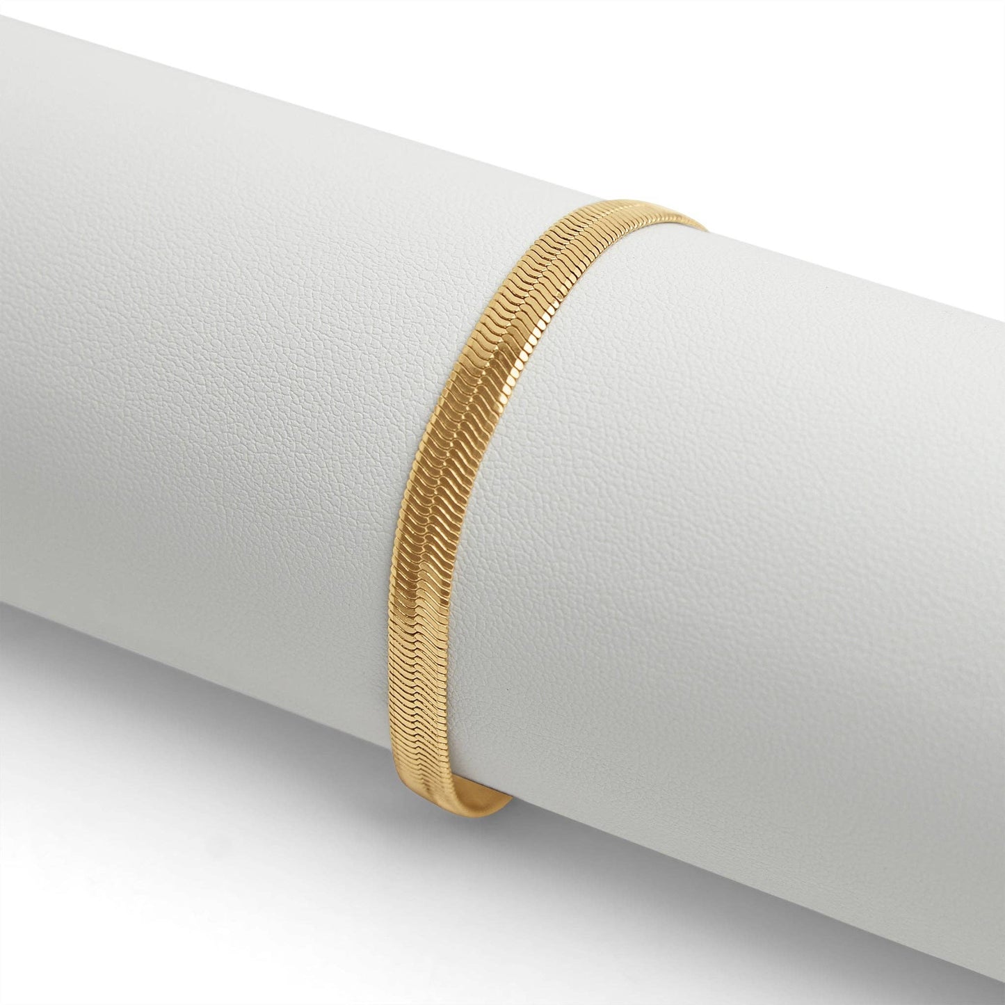 18K Gold Herringbone Chain Bracelet