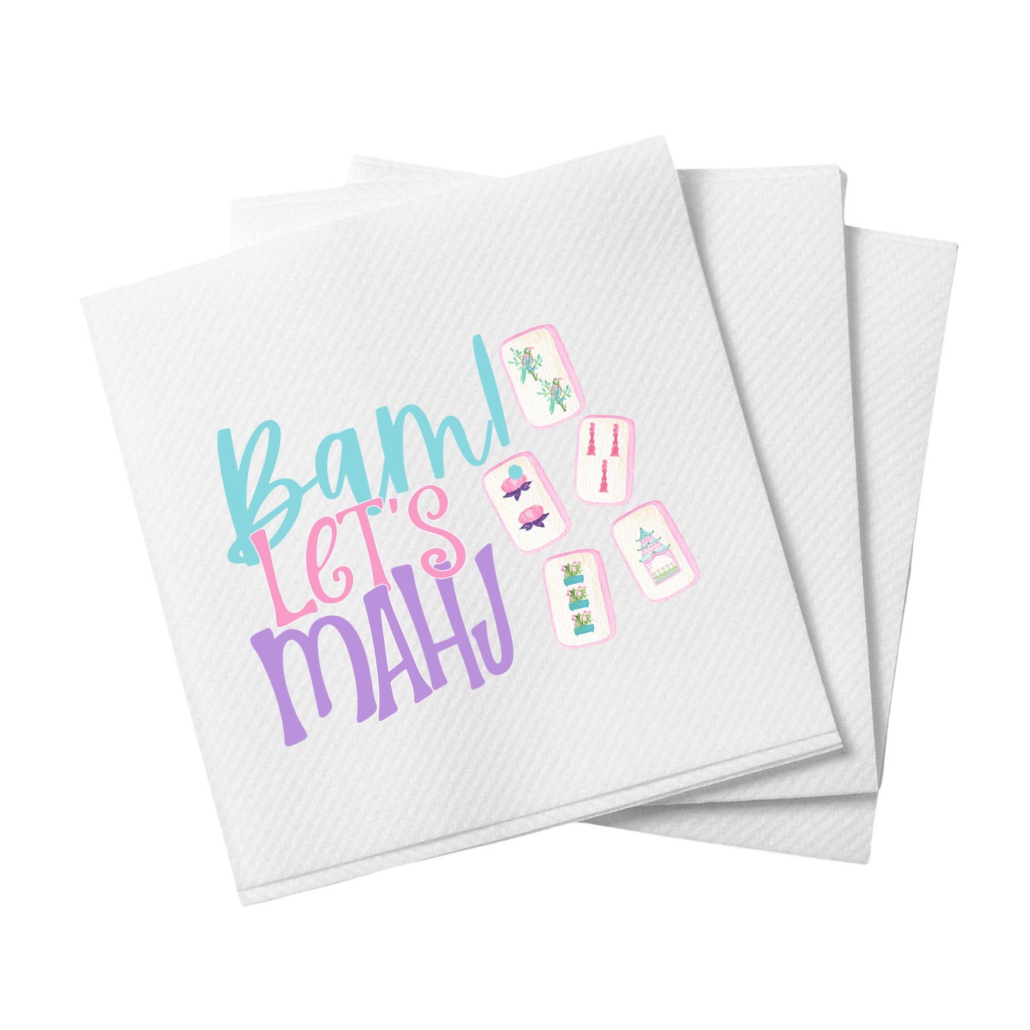 Bam Let's Mahj Mahjong Cocktail Napkins Set of 20