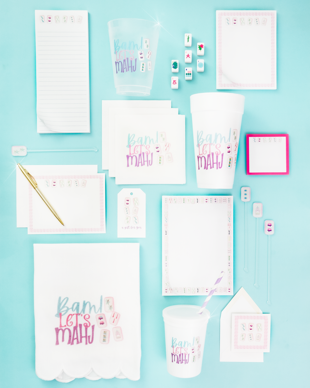 Bam Let's Mahj Mahjong Cocktail Napkins Set of 20