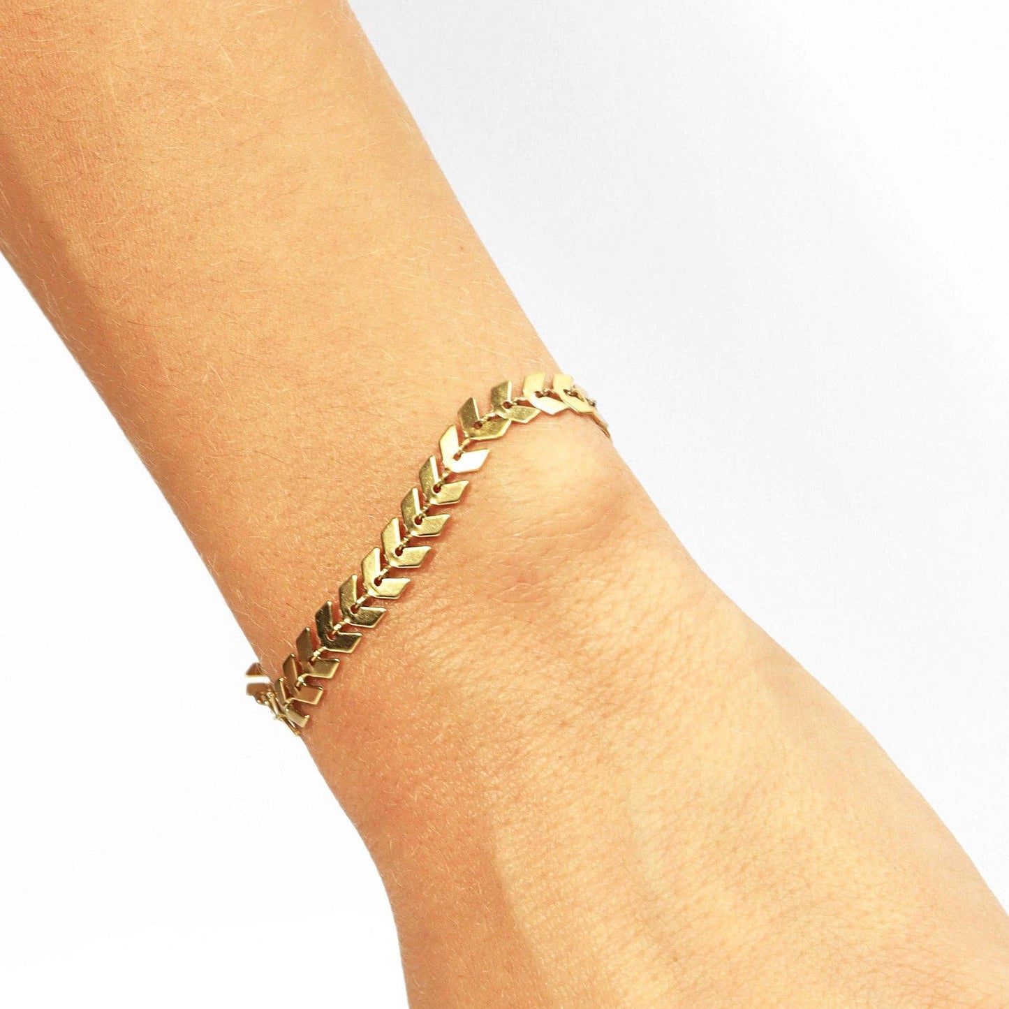 Stainless Steel Gold Chevron Chain Bracelet