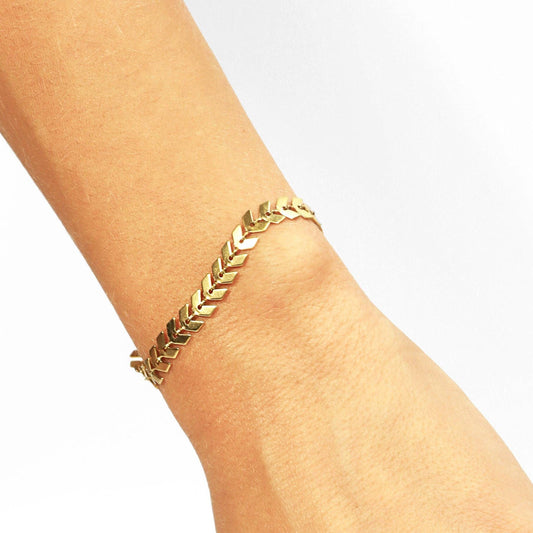 Stainless Steel Gold Chevron Chain Bracelet