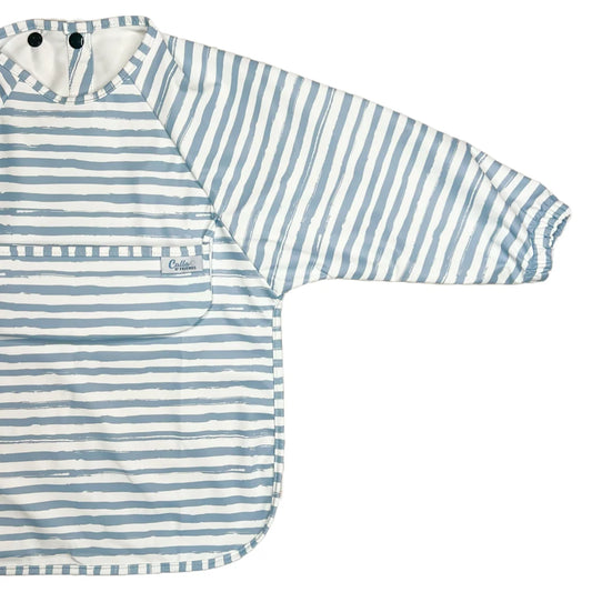 Calla Baby – Grayson Long Sleeve Bib – Brush Stripes Powder Blue