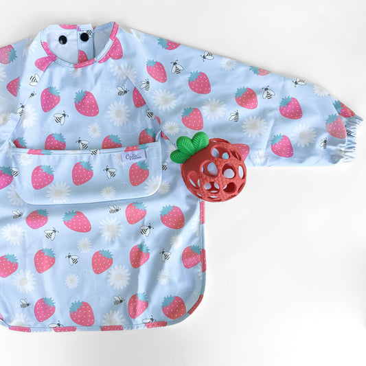 Calla Baby - One Size - 6-36M - The Grayson Long Sleeve Bib - Strawberry Patch