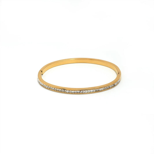 Gold or Silver Dainty Stainless Steel CZ Stacked Bangle Bracelet-00041 Bracelet-00042