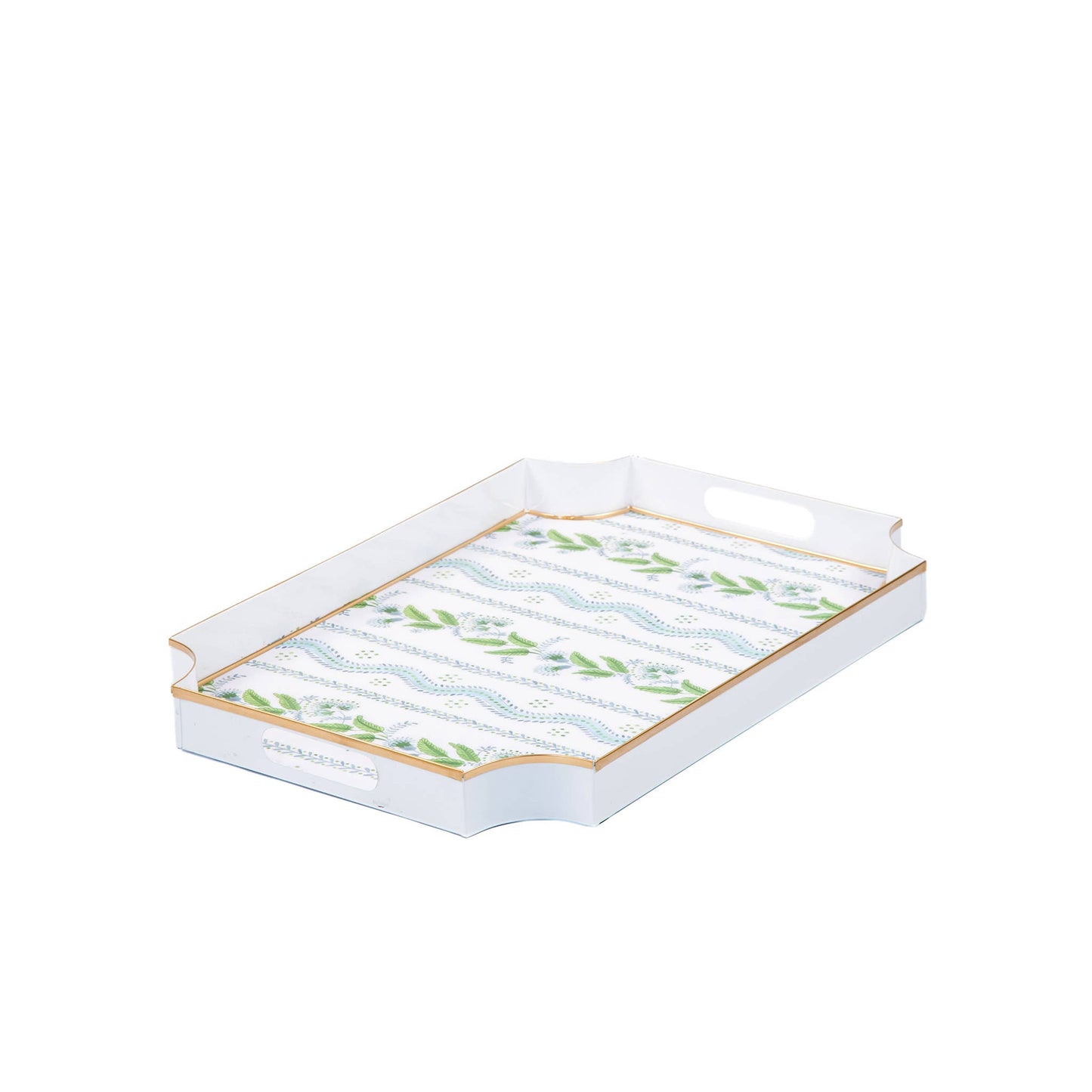 Emma Stripe Enameled Jaye Tray - Blue & Green