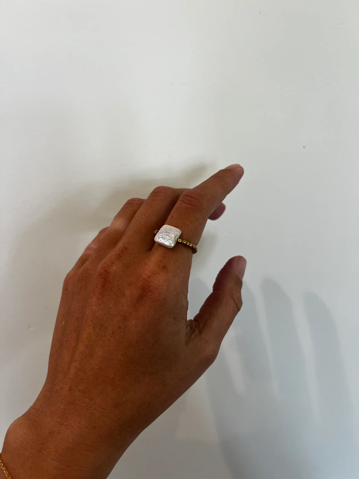 Gracefully Waterproof Square Pearl Beaded Ring