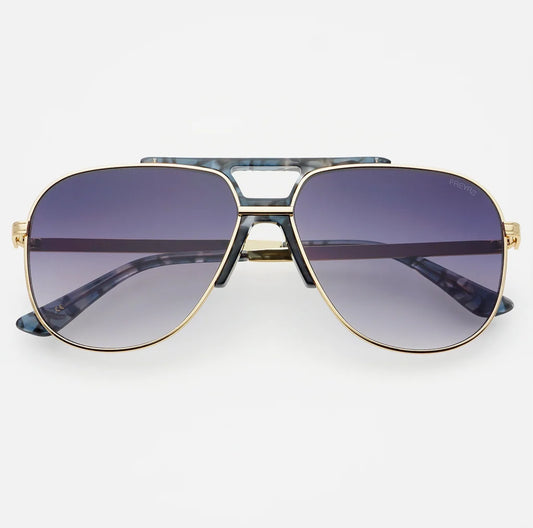 Freyrs Logan Acetate Aviator Unisex Sunglasses – Light Gold / Gray
