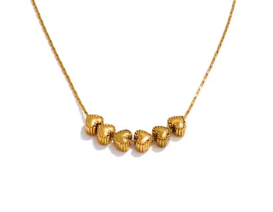 Gracefully Waterproof Six Dainty Hearts Necklace