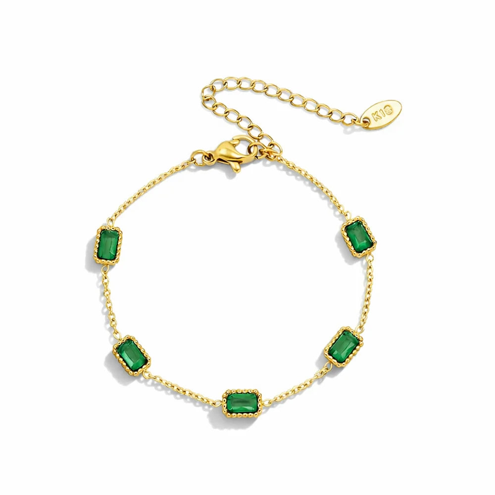 Gracefully Waterproof Classic Emerald CZ Bracelet