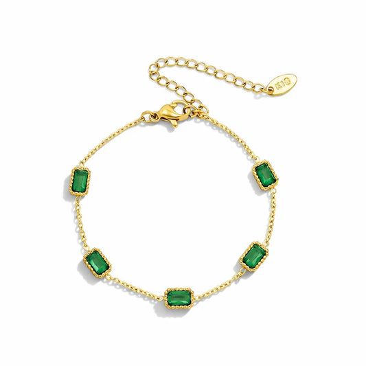 Gracefully Waterproof Classic Emerald CZ Bracelet
