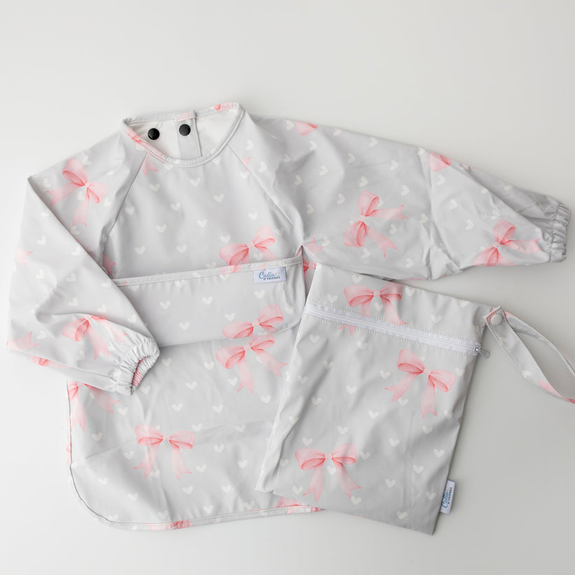 Calla Baby - One Size - 6-36M - The Grayson Long Sleeve Bib - Sweetheart Bows