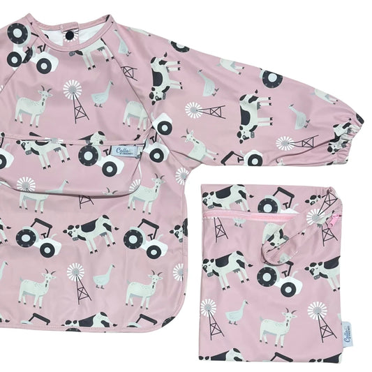 Calla Baby – Grayson Long Sleeve Bib – Farm Petal Pink