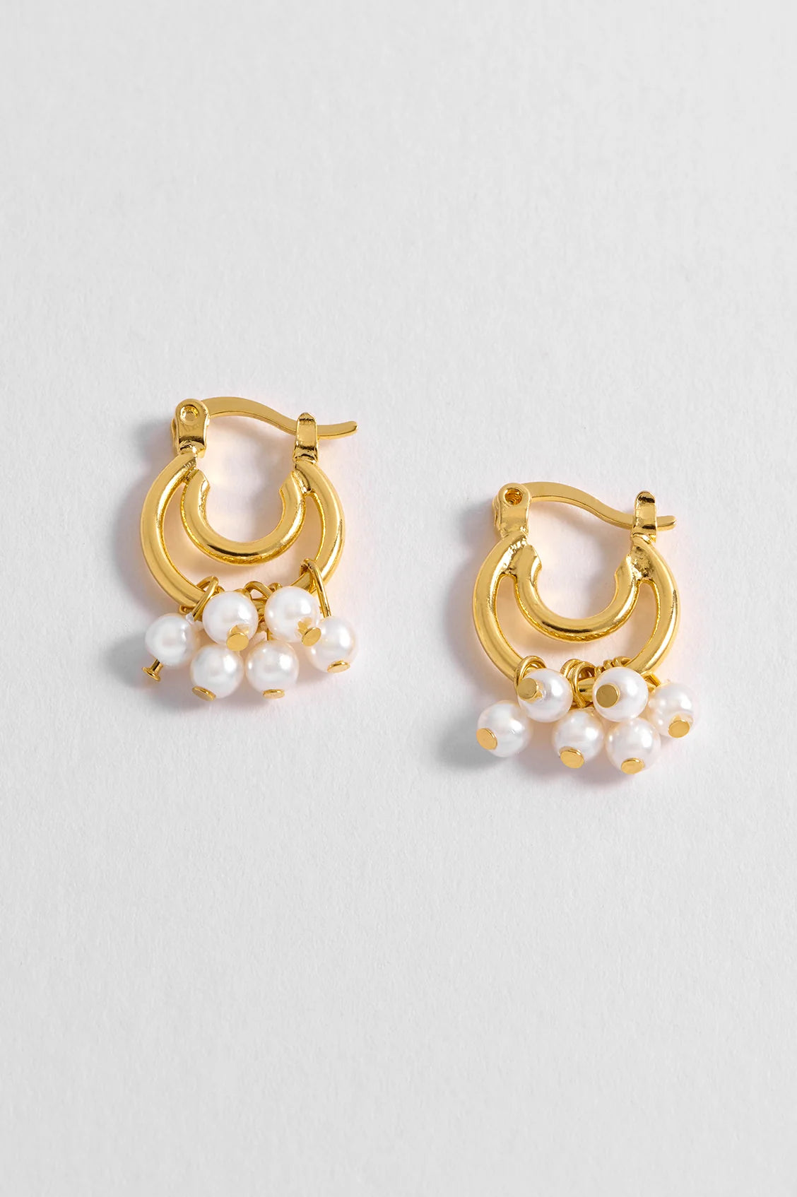 Estella Bartlett Double Hoop Drop Pearl Earrings