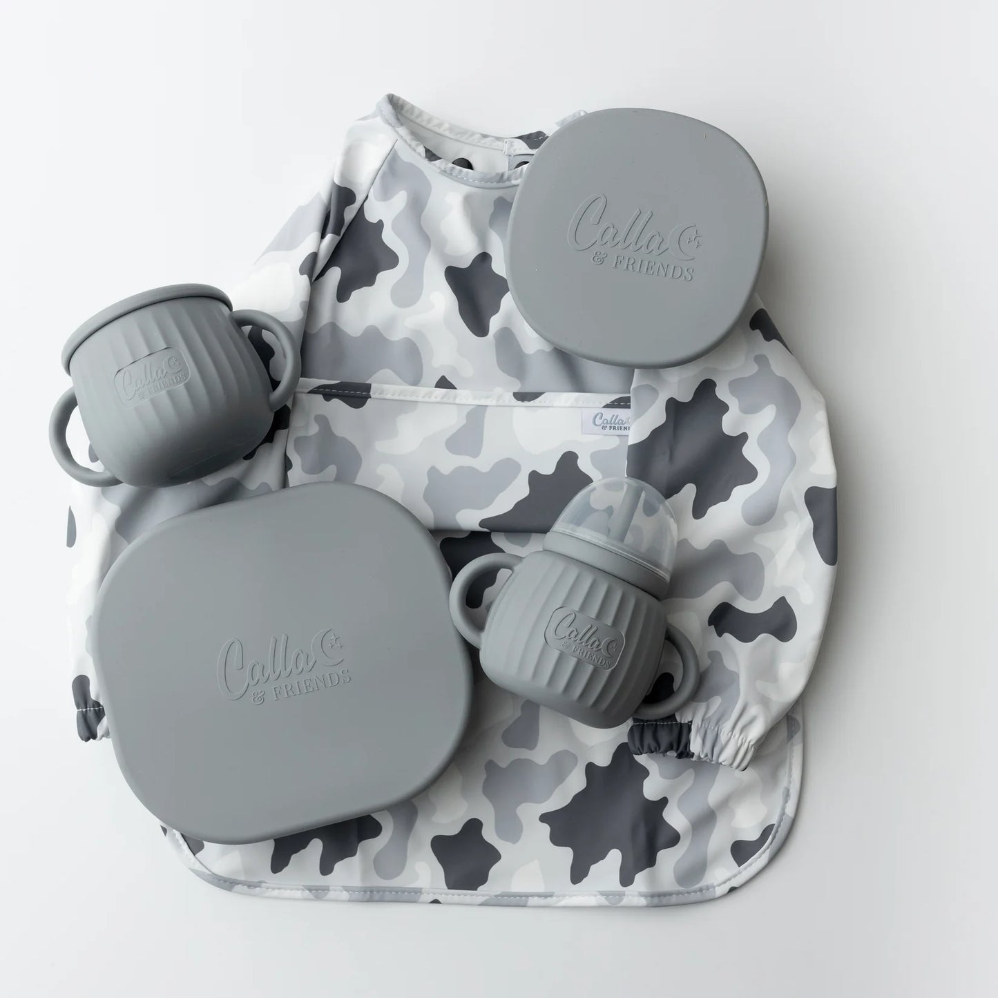 Calla Baby - One Size - 6-36M - The Grayson Long Sleeve Bib - Camo Cloud Gray