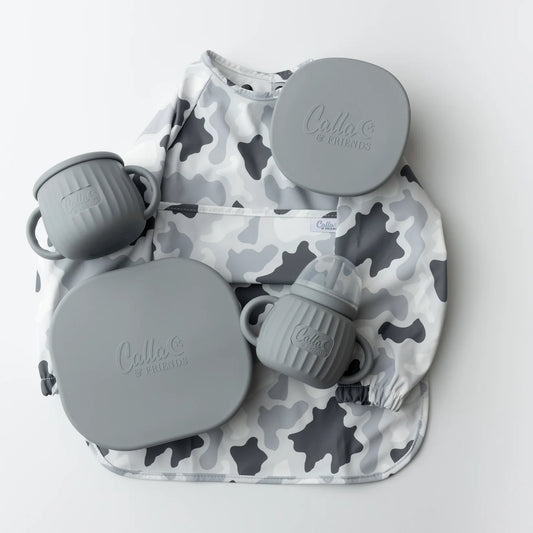 Calla Baby - One Size - 6-36M - The Grayson Long Sleeve Bib - Camo Cloud Gray