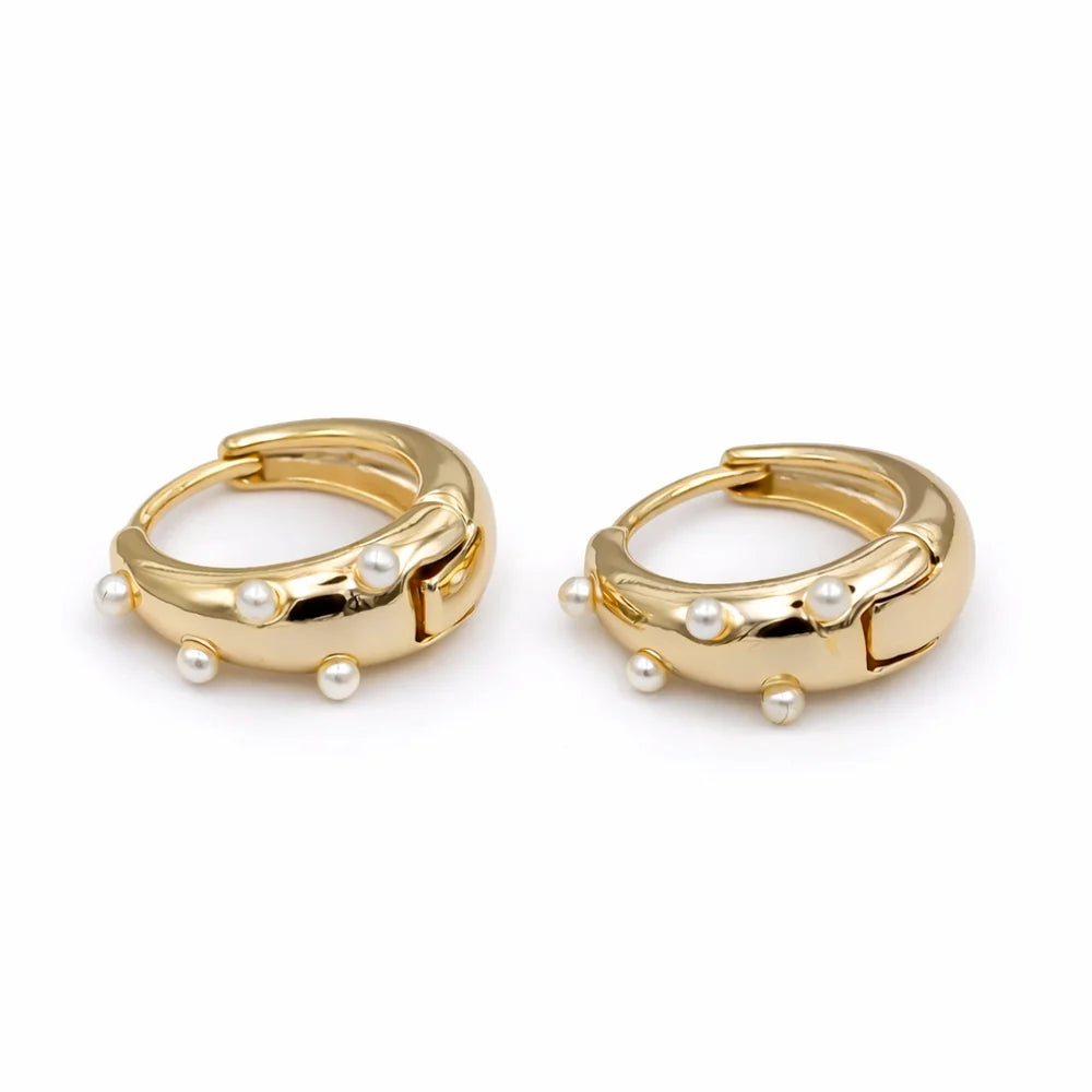 Gracefully Waterproof Dotted Pearl Huggie Earrings
