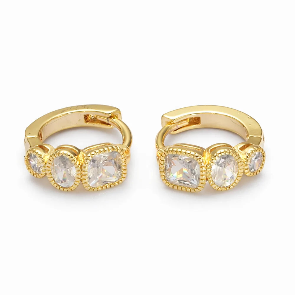 Gracefully Waterproof Dainty CZ Cube Huggie Earrings