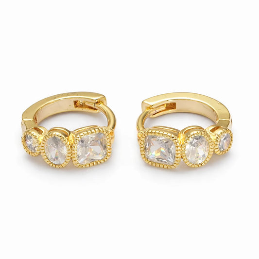 Gracefully Waterproof Dainty CZ Cube Huggie Earrings