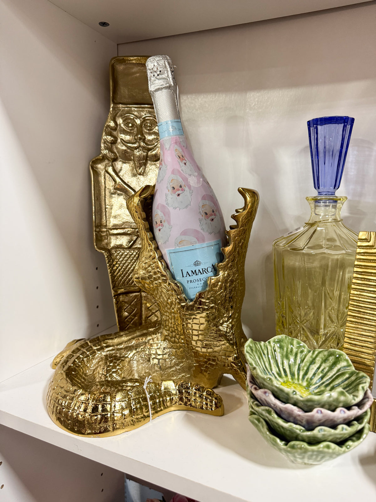 Gold Alligator Wine Bottle Holder