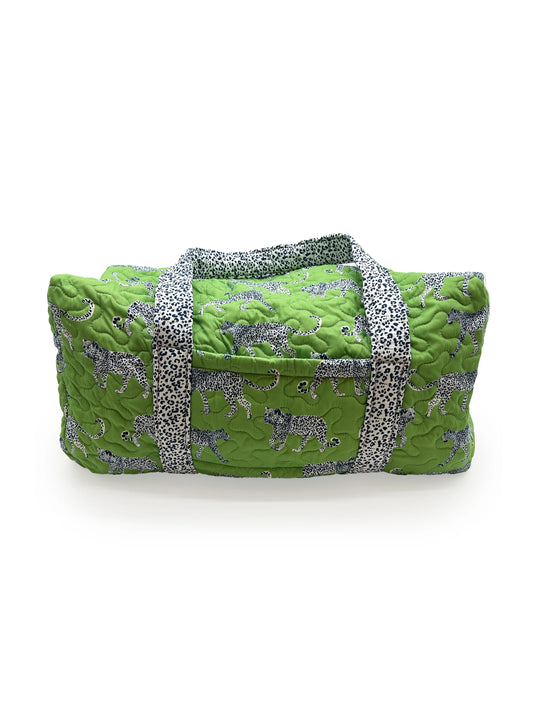 Ida Mae Home Green Leopard Duffle Bag