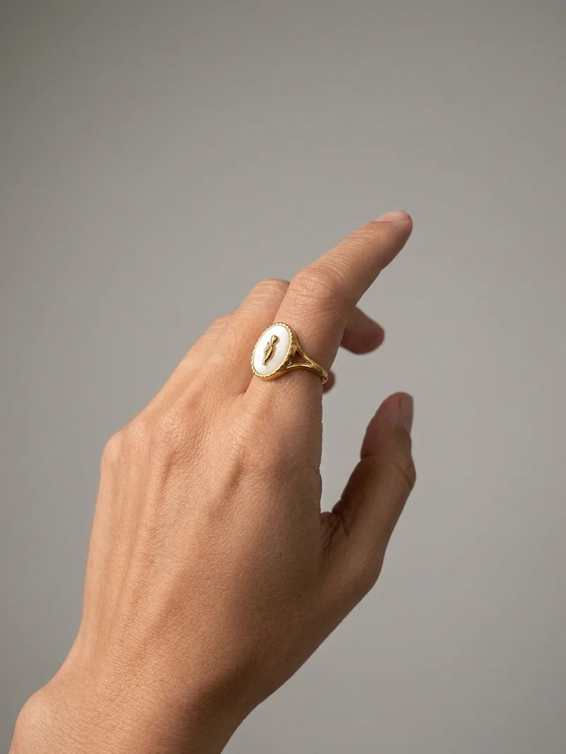 Gracefully Waterproof Gold Flower & Shell Ring
