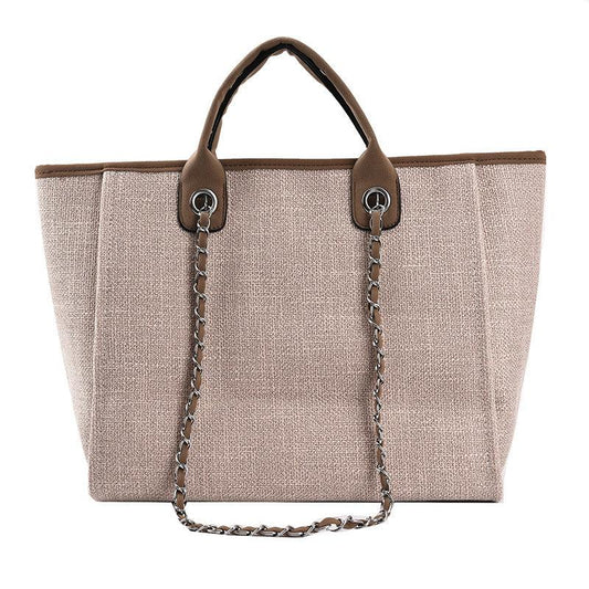 Jen & Co. Allison Canvas Bag – Cocoa Pearl