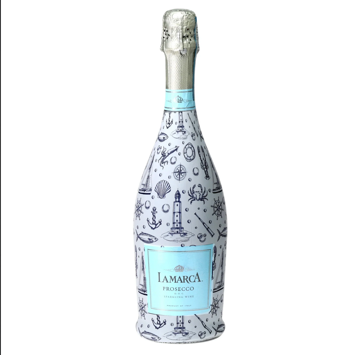 Beau Bottles Prosecco Bottle Wrap – Blue & White Yacht Club