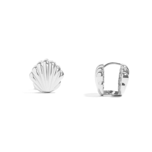 Cecilia Taylor Stainless Steel Shell Huggies Earrings