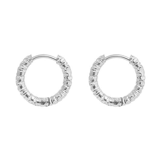 Cecilia Taylor Stainless Steel Textured Huggie Hoop Earrings