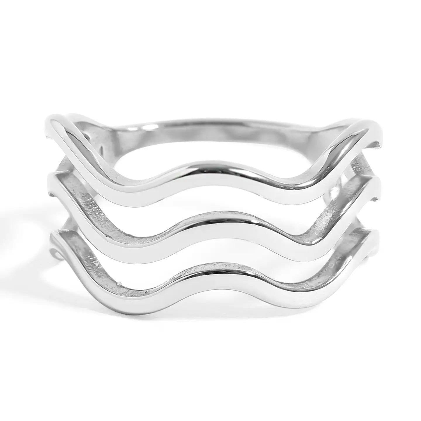 Cecilia Taylor Stainless Steel Triple Wave Geometric Ring