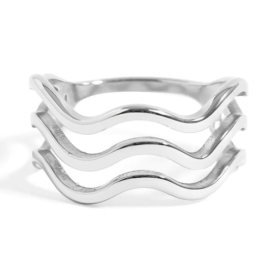Cecilia Taylor Stainless Steel Triple Wave Geometric Ring