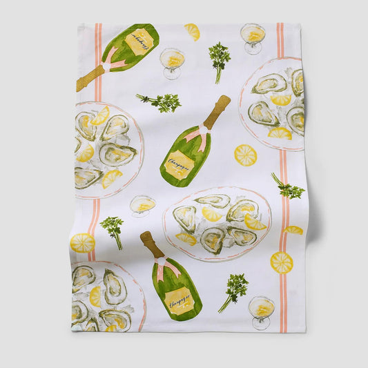 Geometry Oysters and Champagne Tea Towel
