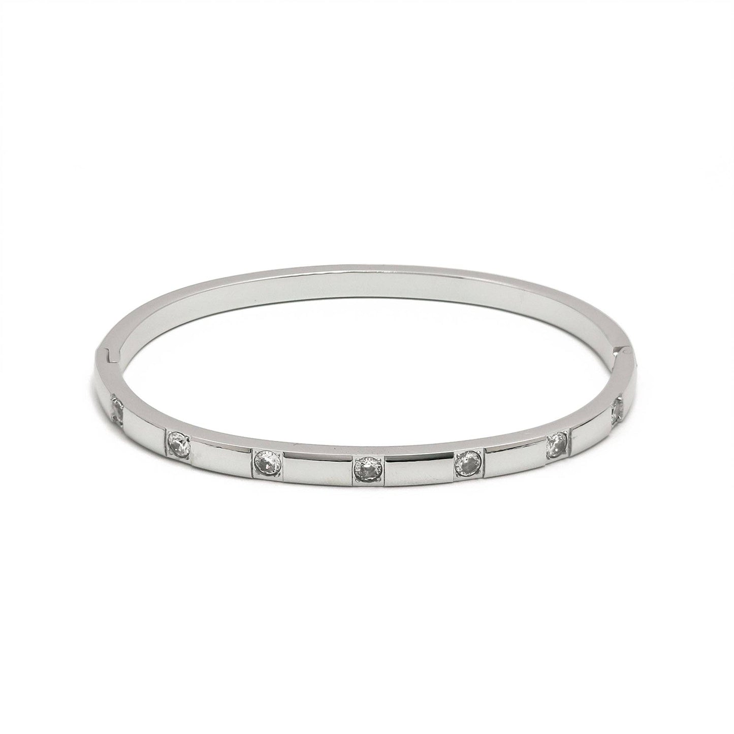 Gold or Silver Classic Stainless Steel CZ Bangle Bracelet-00049 Bracelet-00050