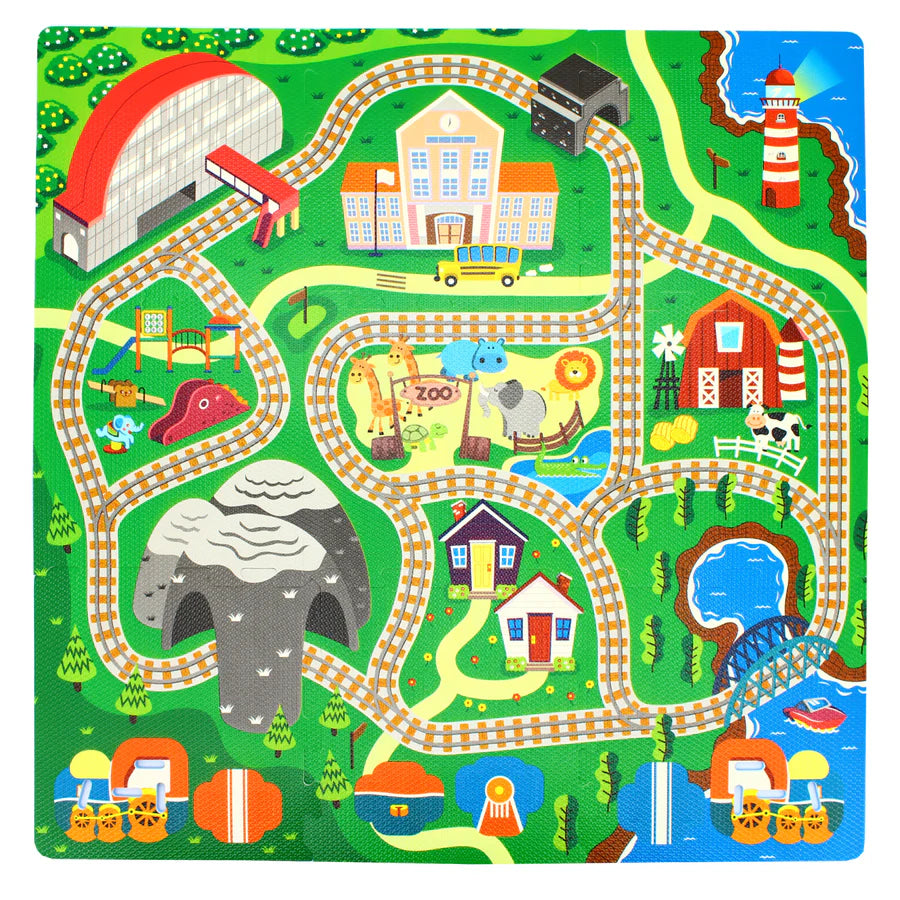 Sunta Train Track Play Mat with DIY Train