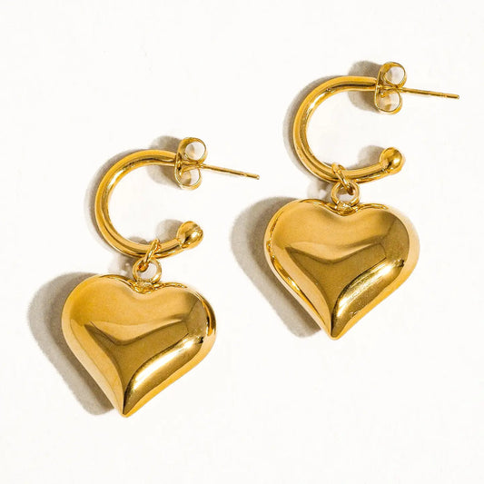 Viona 18K Non-Tarnish Dangle Heart Earring