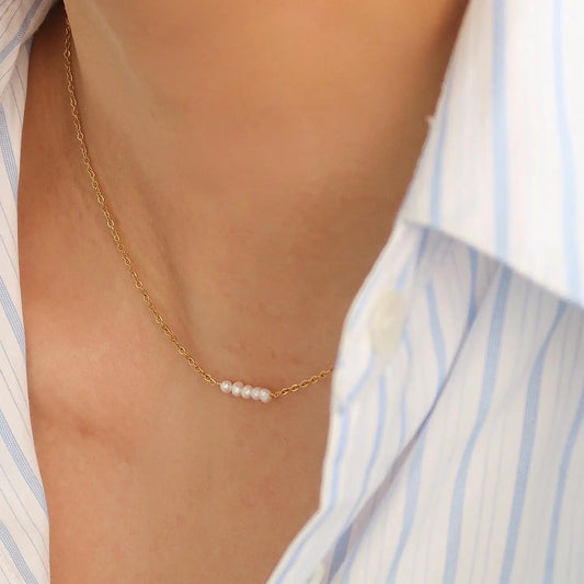 18K Non-Tarnish Petite Single Pearl Choker