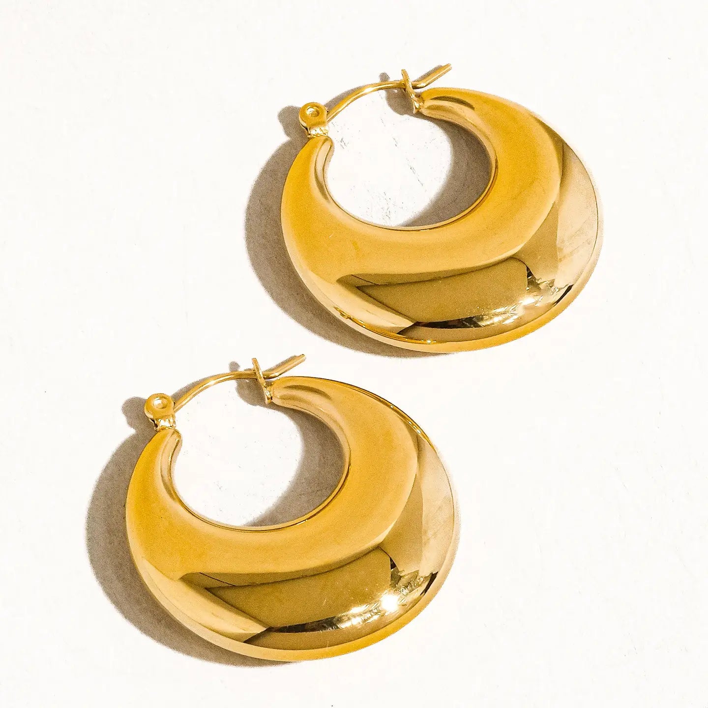 Catherine Non-Tarnish Classic Round Gold Hoop Earring